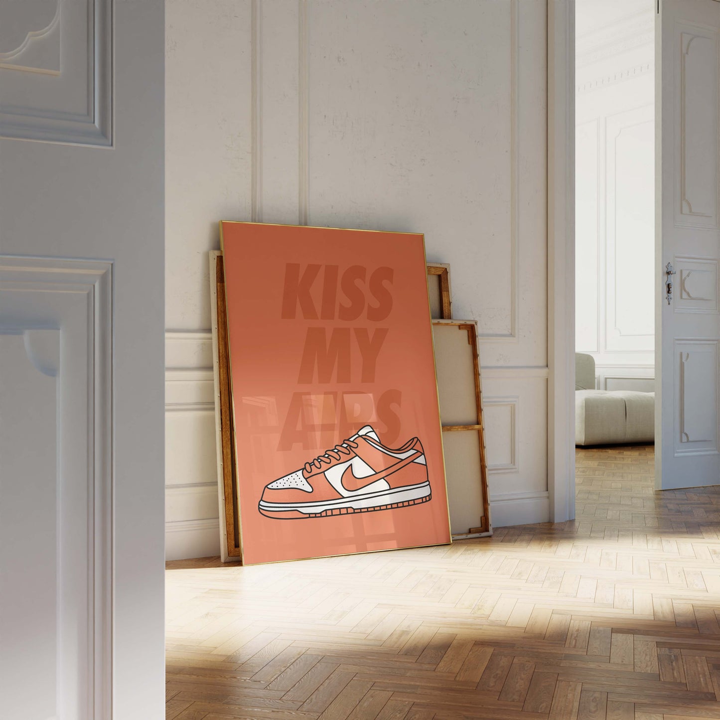 Sneaker Typografie Poster · Geschenkidee · Kiss My Airs Design · Streetwear Schuhe Illustration · Moderne Wanddeko · Print ohne Rahmen