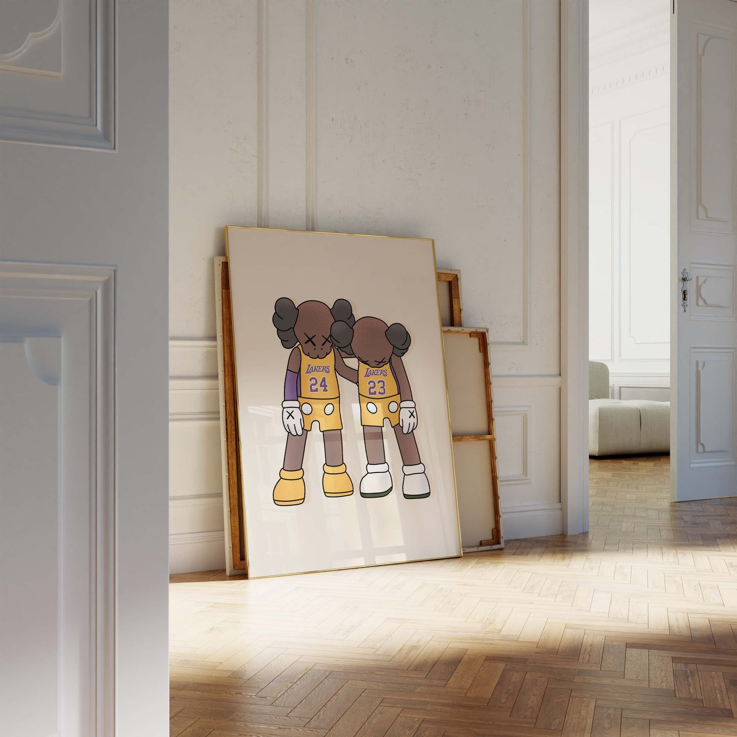 Basketball Duo Charakter Poster · Geschenkidee · Lakers inspiriertes Design · Freundschaft Team Illustration · Print ohne Rahmen