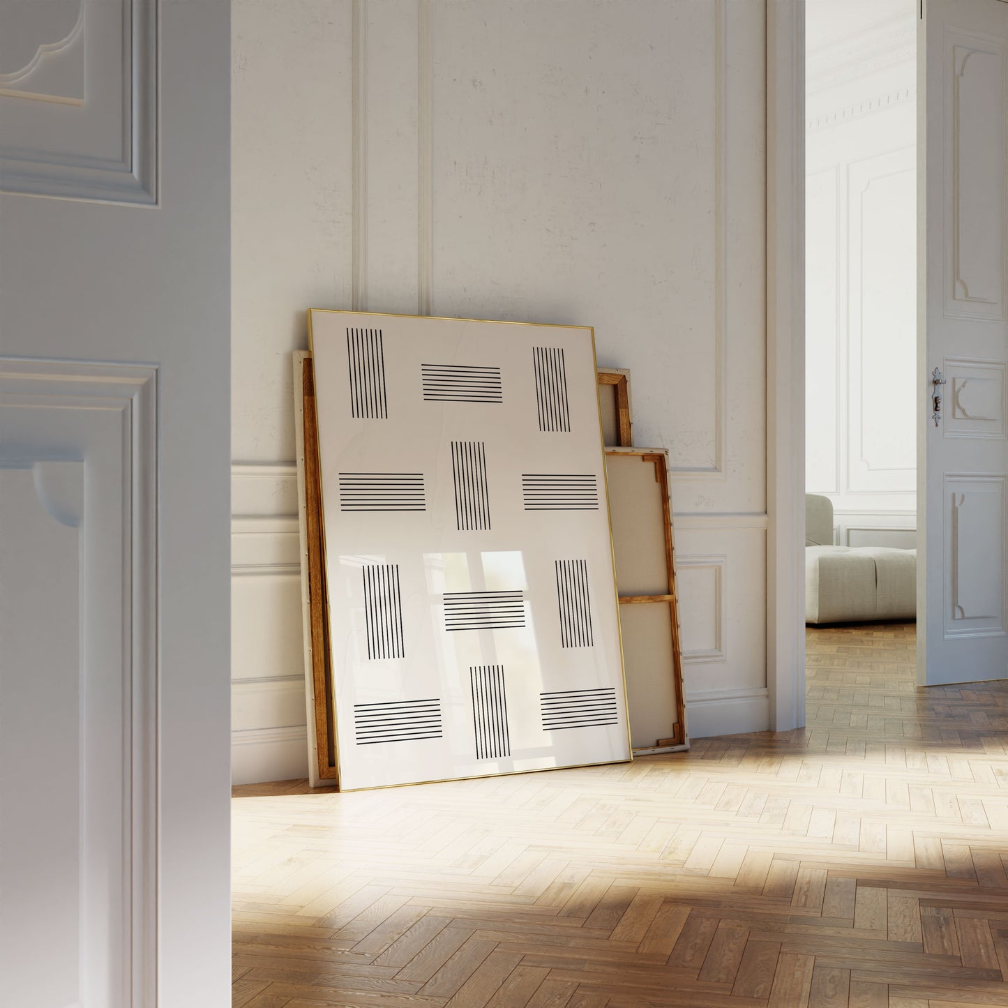 Abstrakte Linienkunst Poster · Geschenkidee · Minimalistische Schwarz-Weiß Geometrie und organische Formen · Dekoprint ohne Rahmen