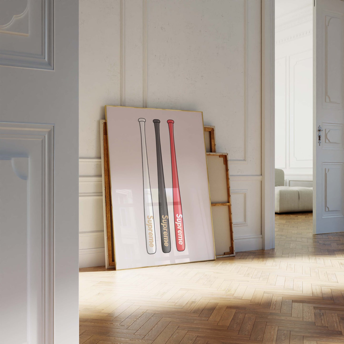 Streetwear Baseballschläger Poster · Supreme Style Design · Minimalistisches Hypebeast Kunstwerk · Urban Wanddeko · Print ohne Rahmen