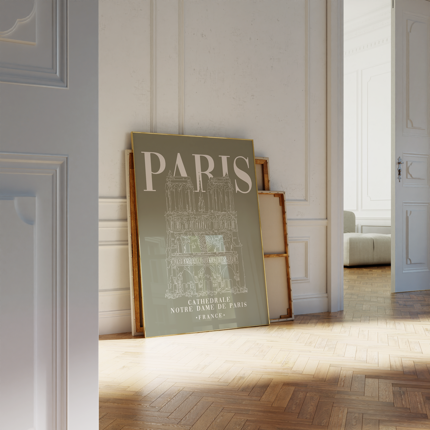 Paris Poster · Geschenkidee · Französische Typografie Wahrzeichen Café Illustration · Dekoprint ohne Rahmen