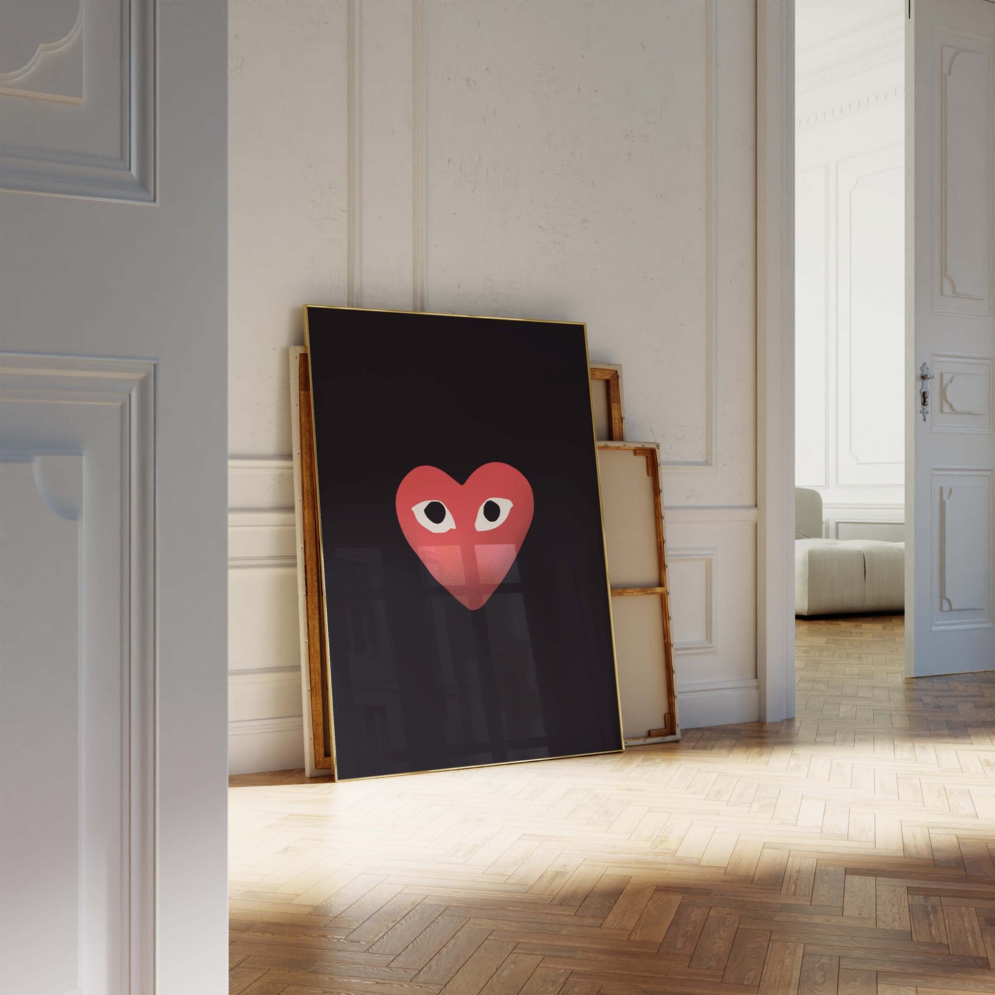 Herz Augen Minimal Poster · Geschenkidee · Rotes Herz Design · Streetwear Stil Kunst · Moderne Wanddeko · Print ohne Rahmen