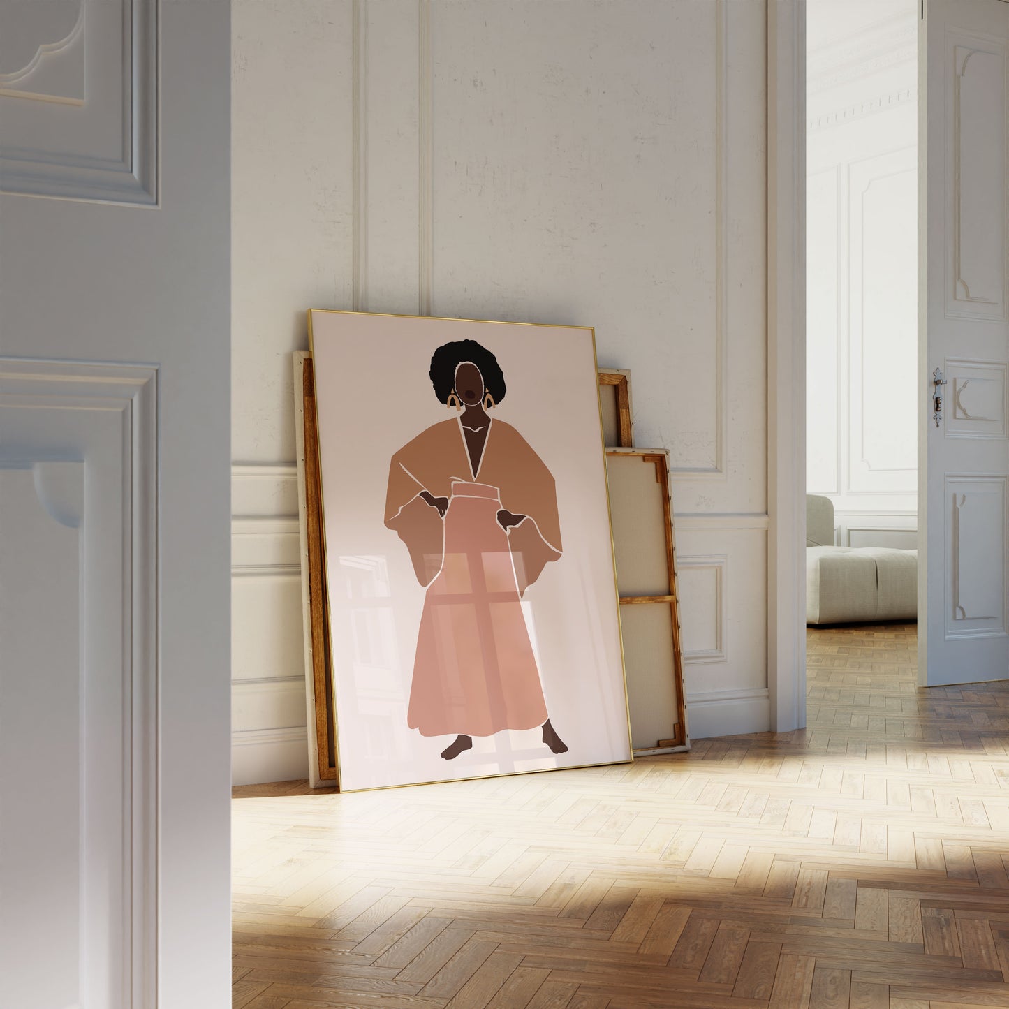 Abstrakte Frauen Poster · Geschenkidee · Boho Figuren, Terrakotta und Minimalistische Kunst · Dekoprint ohne Rahmen