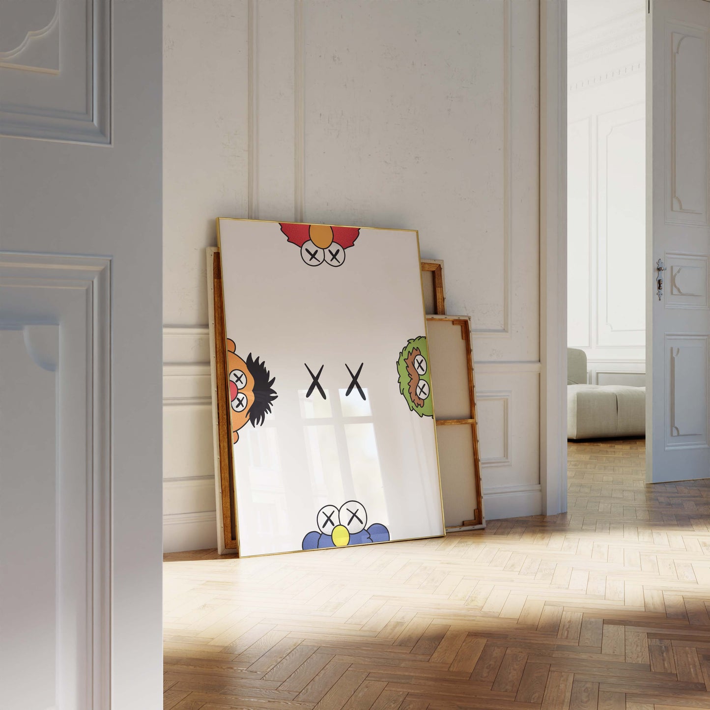Cartoon Charakter Collage Poster · Geschenkidee · Pop Art Figuren Mix · Street Art Stil · Minimal Design · Print ohne Rahmen