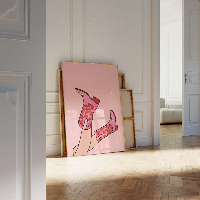 JUSTGOODMOOD Pink Boots Poster – Hochwertiger Cotton Art