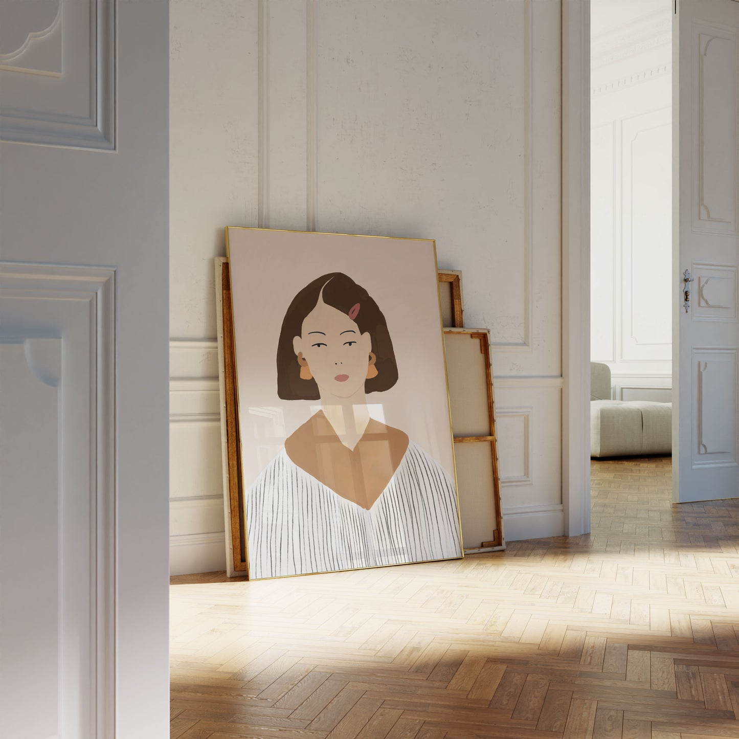 Feminine Porträt Poster · Geschenkidee · Feminine Figuren Körperkunst Maritime Illustrationen · Dekoprint ohne Rahmen