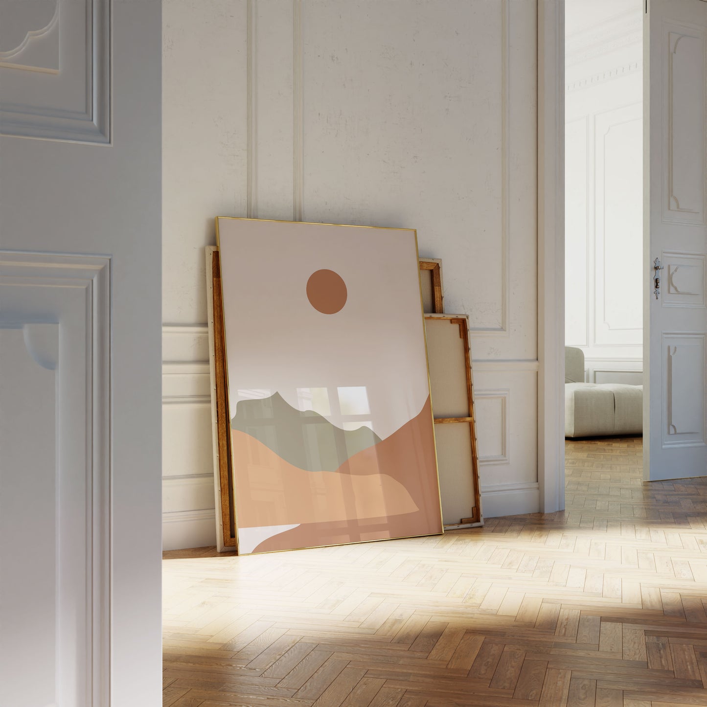 Boho Frauen Poster · Geschenkidee · Terrakotta, Minimalistische Figuren und Abstrakte Formen · Dekoprint ohne Rahmen