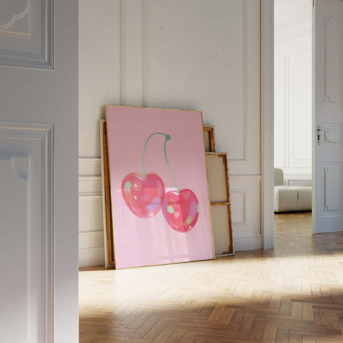 Kirschen Poster – Premium Baumwoll-Canvas Kunst