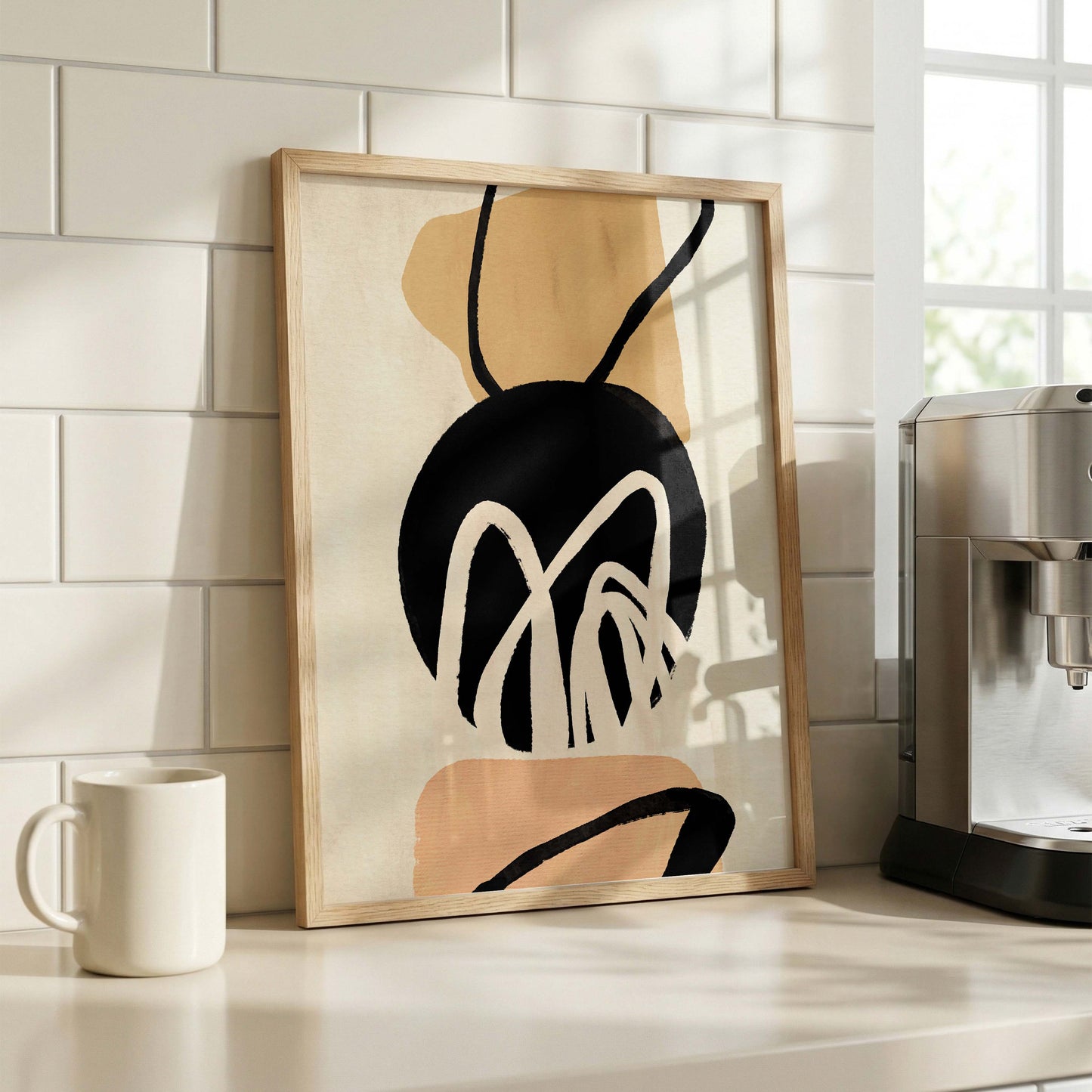 Körperkunst Poster · Geschenkidee · Line Art, Weibliche Silhouetten und Beige Terrakotta Formen · Dekoprint ohne Rahmen