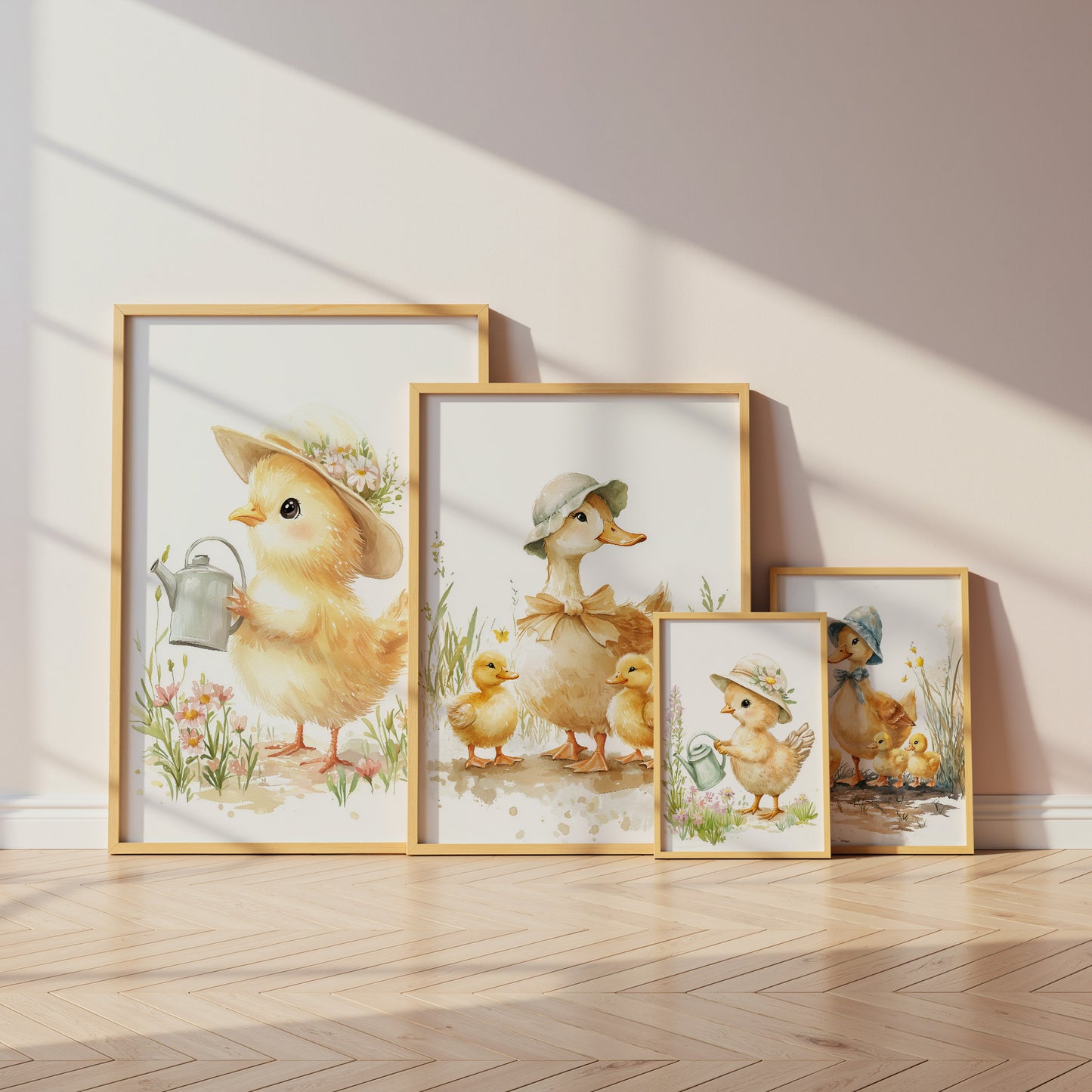 Enten Kinderzimmer Süß Sommer Aquarell Ente Küken Poster · Kinderzimmer Bilder · Wand Deko · Kunst Druck · Deko Print ohne Rahmen
