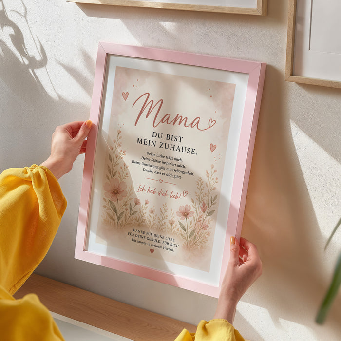 Muttertag Poster Mama Blumen – Premium Baumwolle