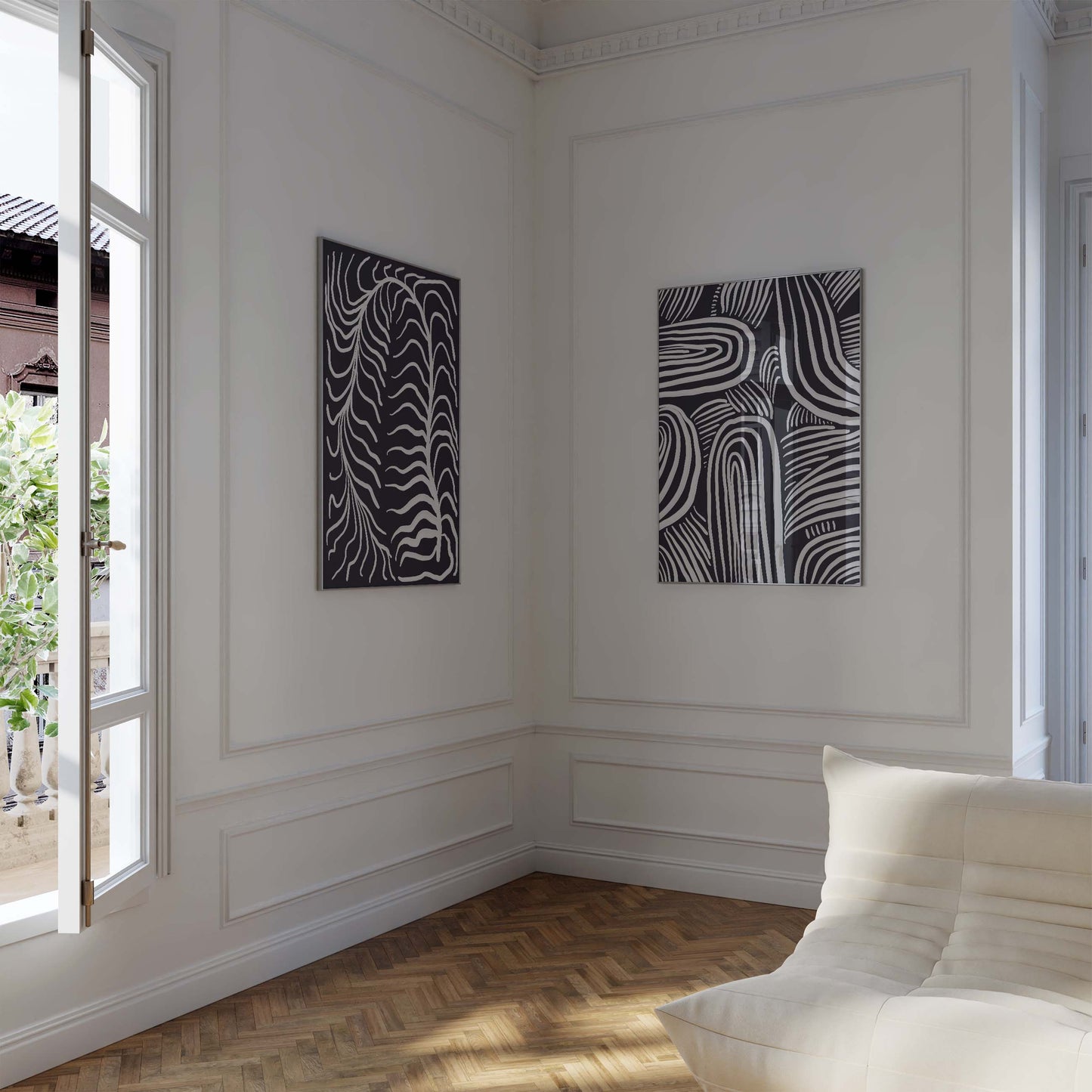 Lila Abstrakte Frauenkunst Poster · Geschenkidee · Moderne Porträts und Schwarz-Weiß Linienkunst · Dekoprint ohne Rahmen