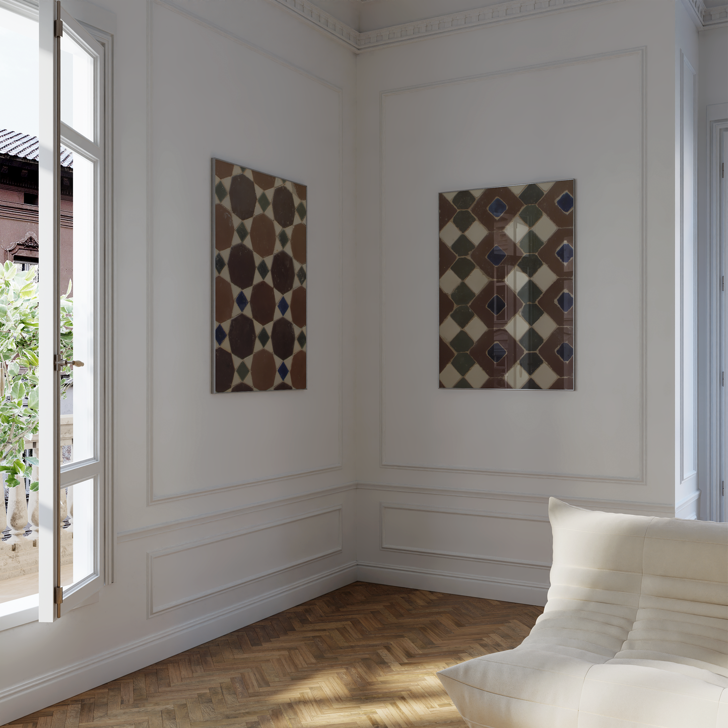Fliesen Design Poster · Geschenkidee · Mediterrane Fliesen Retro-Muster Abstrakte Texturen · Dekoprint ohne Rahmen