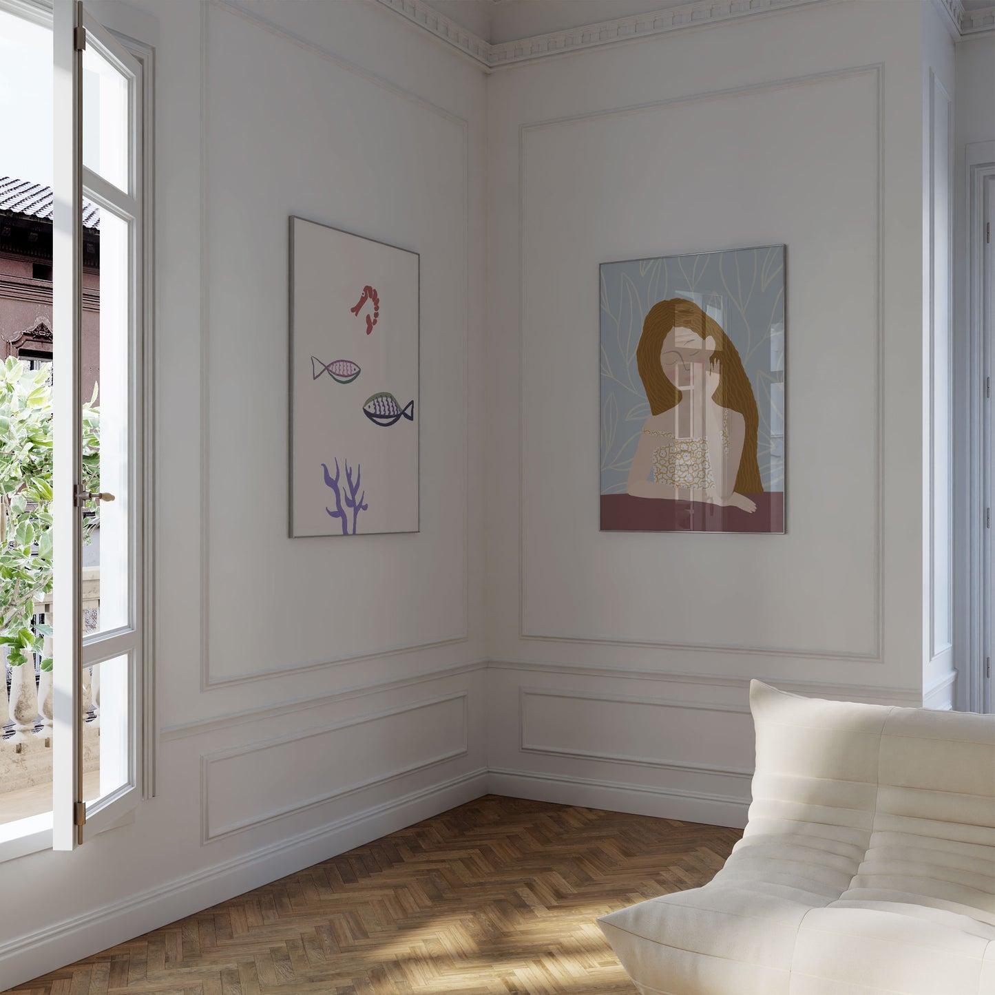 Feminine Porträt Poster · Geschenkidee · Feminine Figuren Körperkunst Maritime Illustrationen · Dekoprint ohne Rahmen