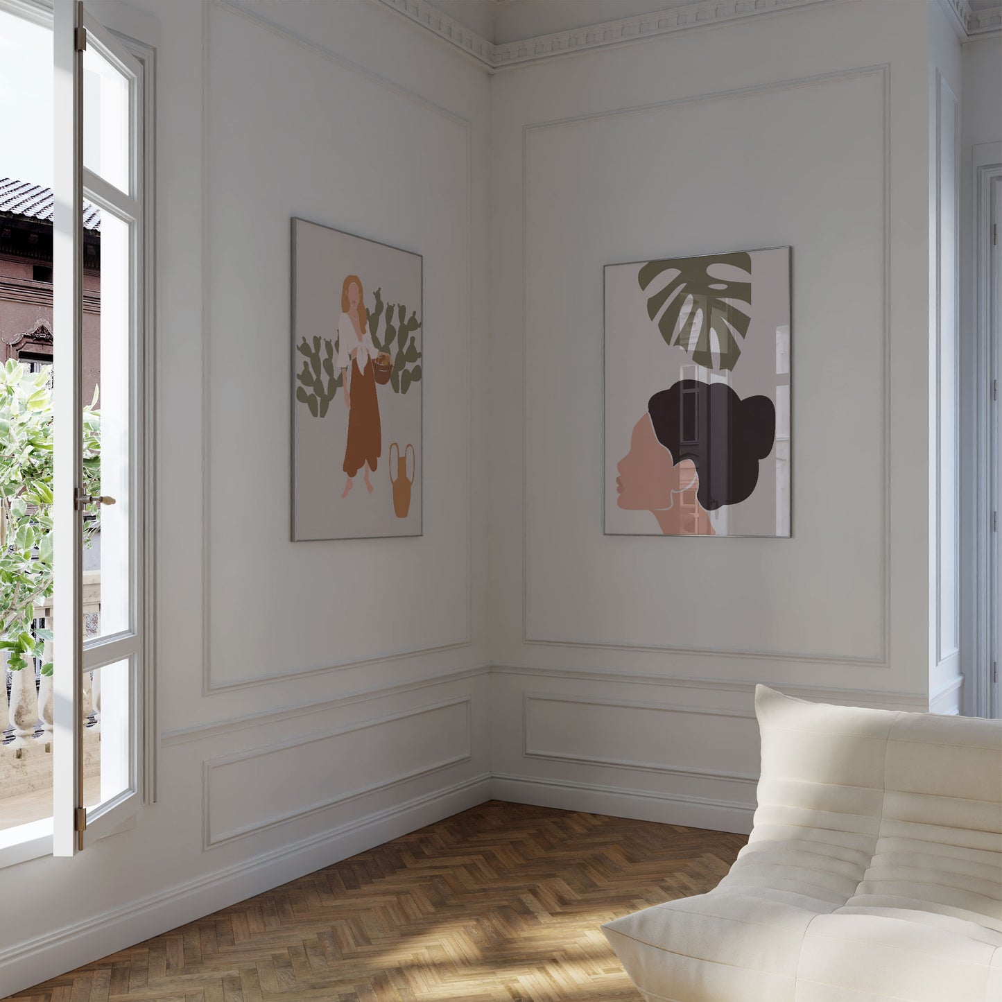 Boho Frauen Poster · Geschenkidee · Terrakotta, Wüstenkunst und Abstrakte Figuren · Dekoprint ohne Rahmen