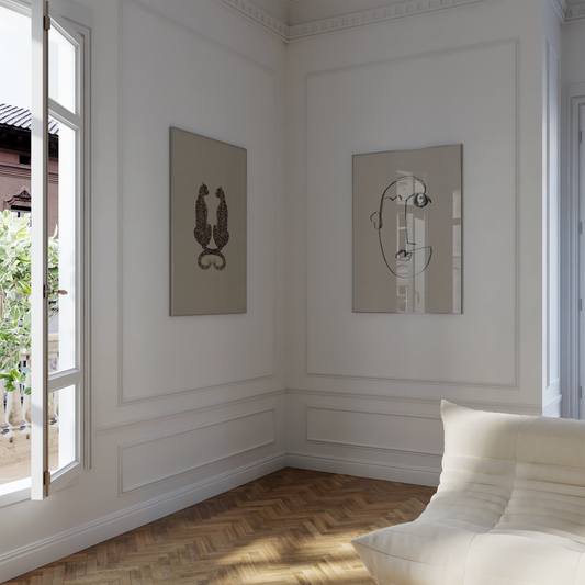 Line Art Poster · Frauenporträt & Animal Print Tiermuster · Dekoprint ohne Rahmen