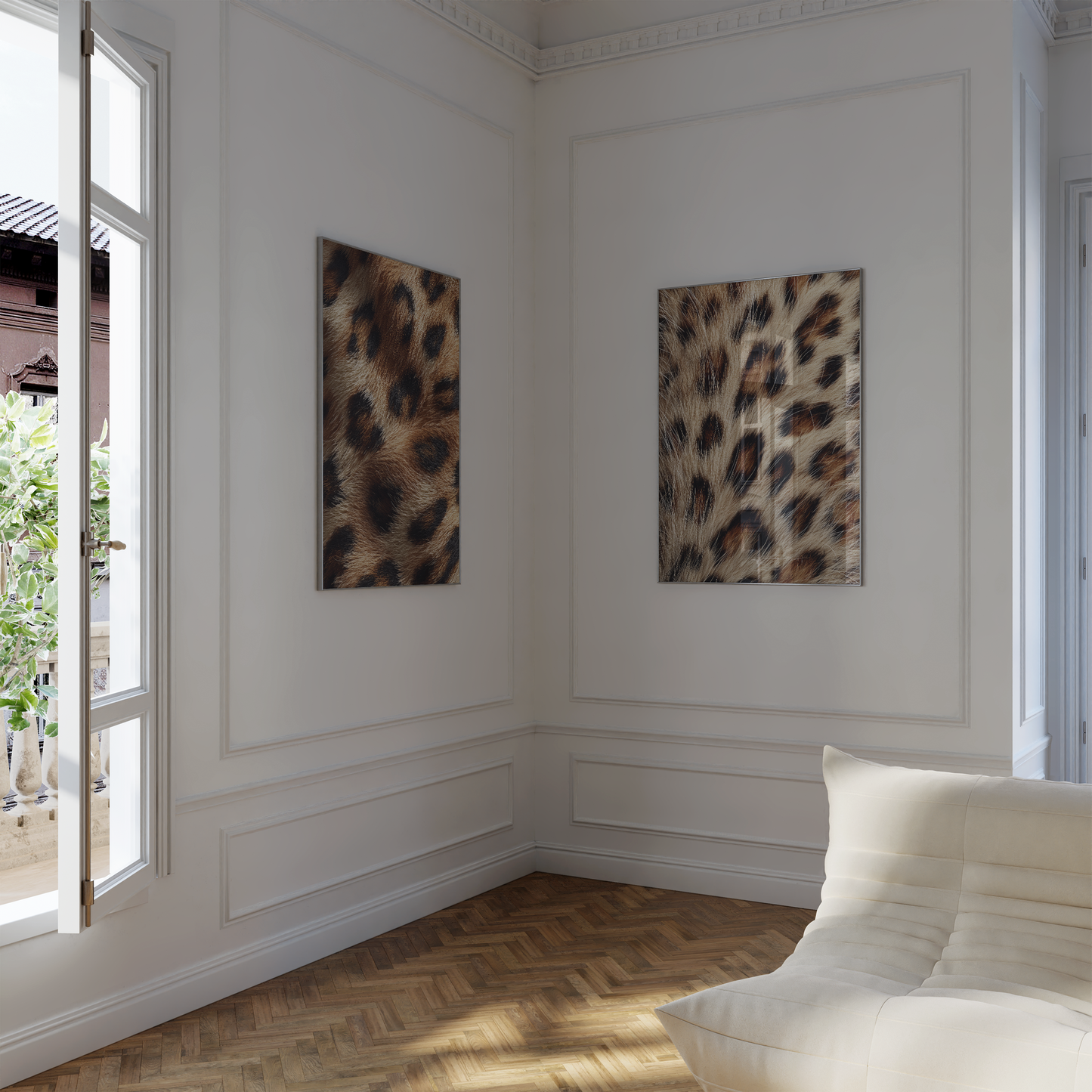 Leopardenmuster Poster · Geschenkidee · Beige Braun Grau Schwarz Weiß · Dekoprint ohne Rahmen