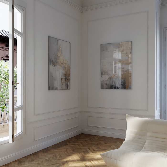 Abstraktes Marmor-Poster in Beige und Gold