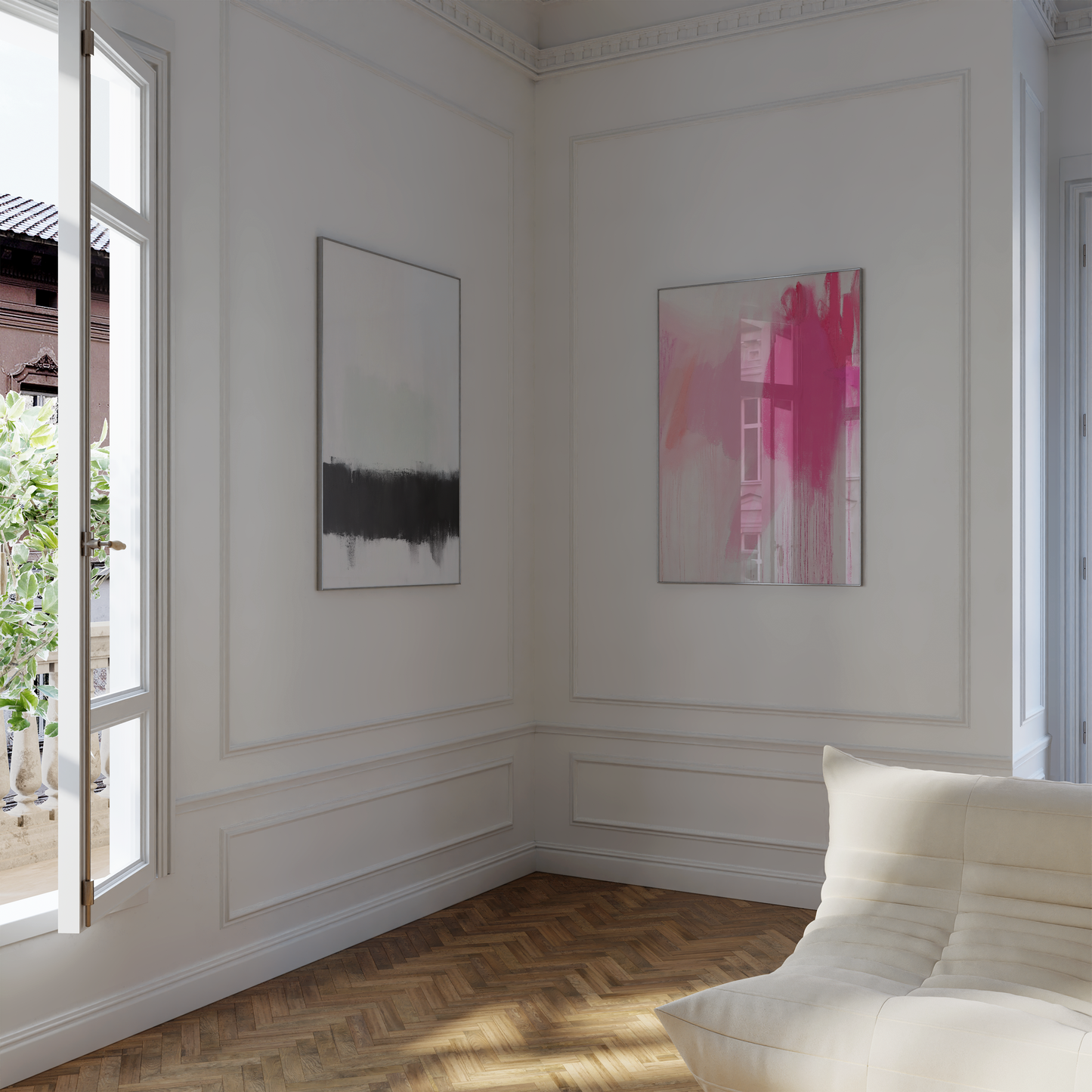 Abstrakte Poster · Wohnidee · Bunte Abstrakte Kunst Moderne Pinselstriche und Geometrische Formen · Dekoprint ohne Rahmen