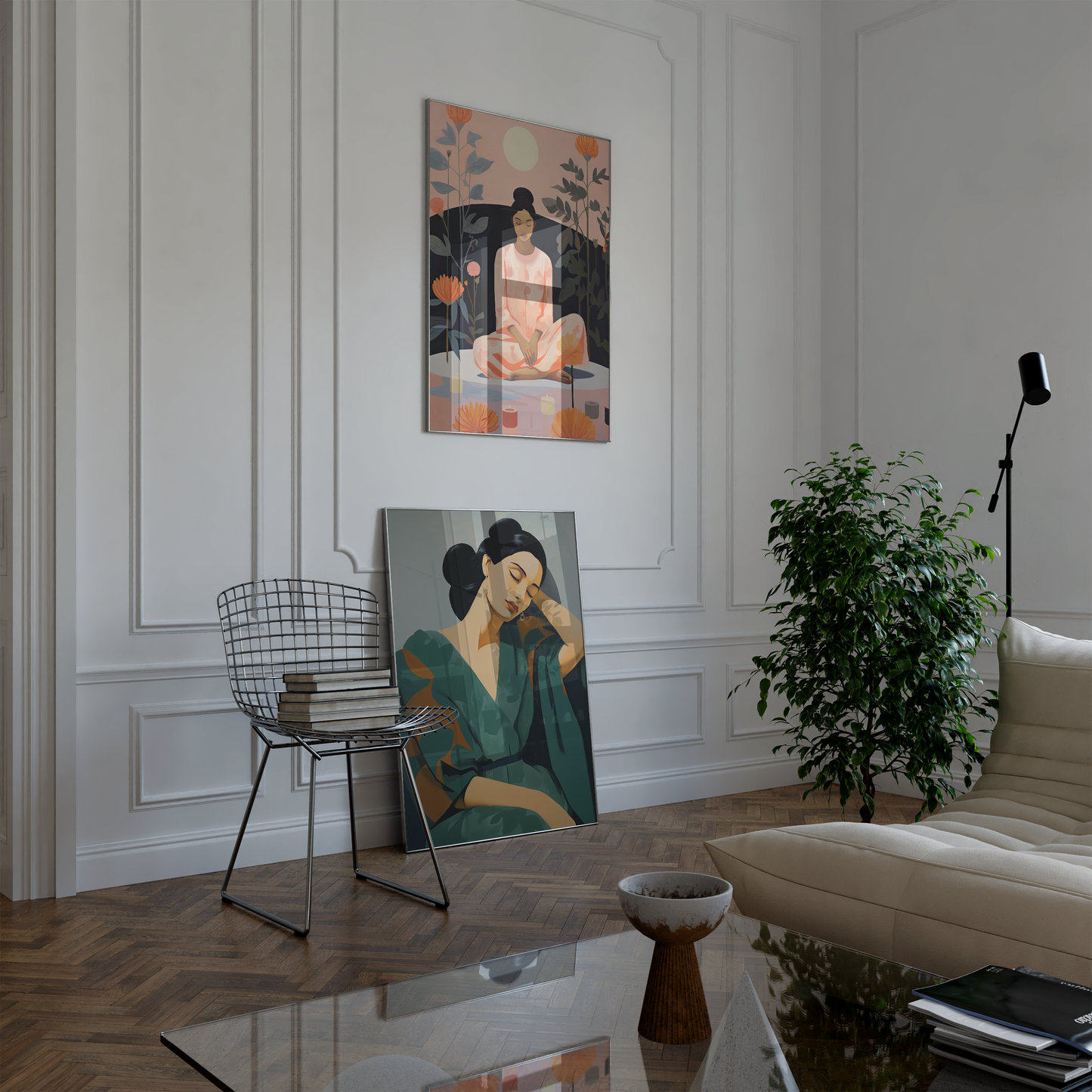 Moderne Kunst Poster · Geschenkidee · Zeitgenössische Porträts Meditation Minimalistische Interior Kunst · Dekoprint ohne Rahmen