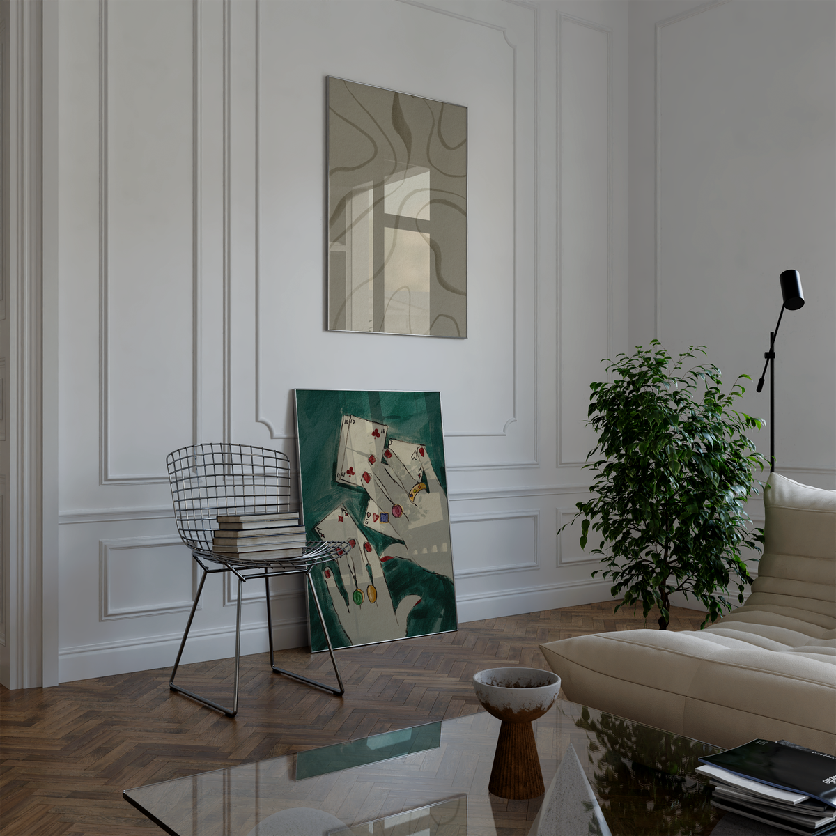 Poster Wandbilder Wohnzimmer · Abstrakte Kunst Hände Spielkarten · Bilder ohne Rahmen