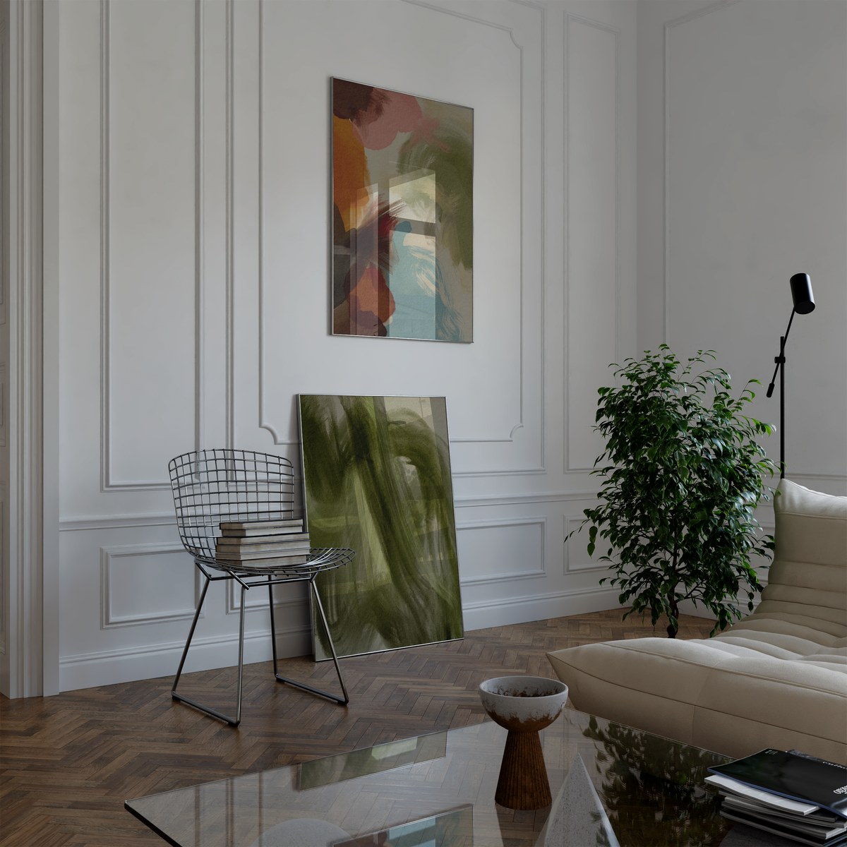 Poster Wandbilder Wohnzimmer · Abstrakte Kunst Art Deco · Moderne Bilder ohne Rahmen