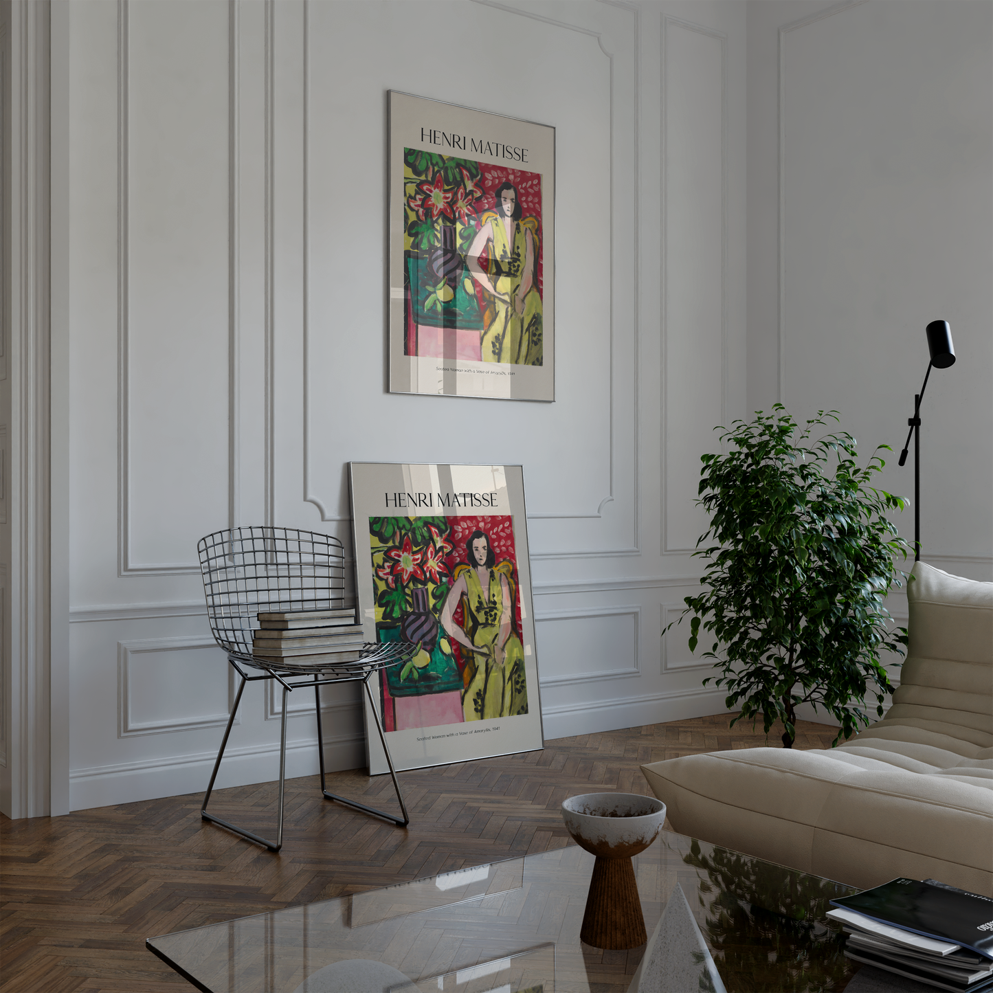 Henri Matisse Poster · Geschenkidee · Sitzende Frau mit Amaryllis-Vase Bunte Blumen · Dekoprint ohne Rahmen