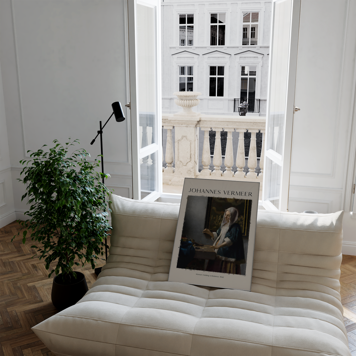Johannes Vermeer Poster · Geschenkidee · Frau mit Waage Barockporträt Niederländische Meisterkunst · Dekoprint ohne Rahmen