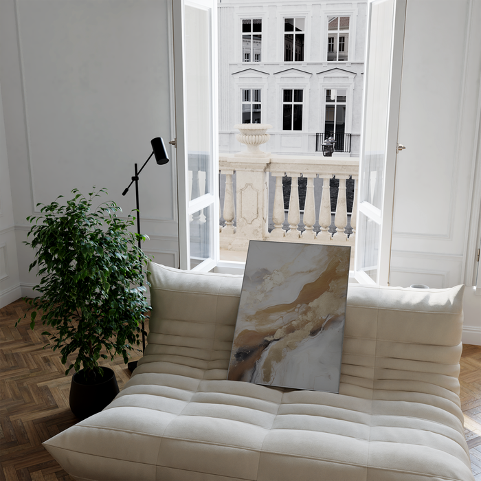 Abstraktes Marmor-Poster in Beige und Gold
