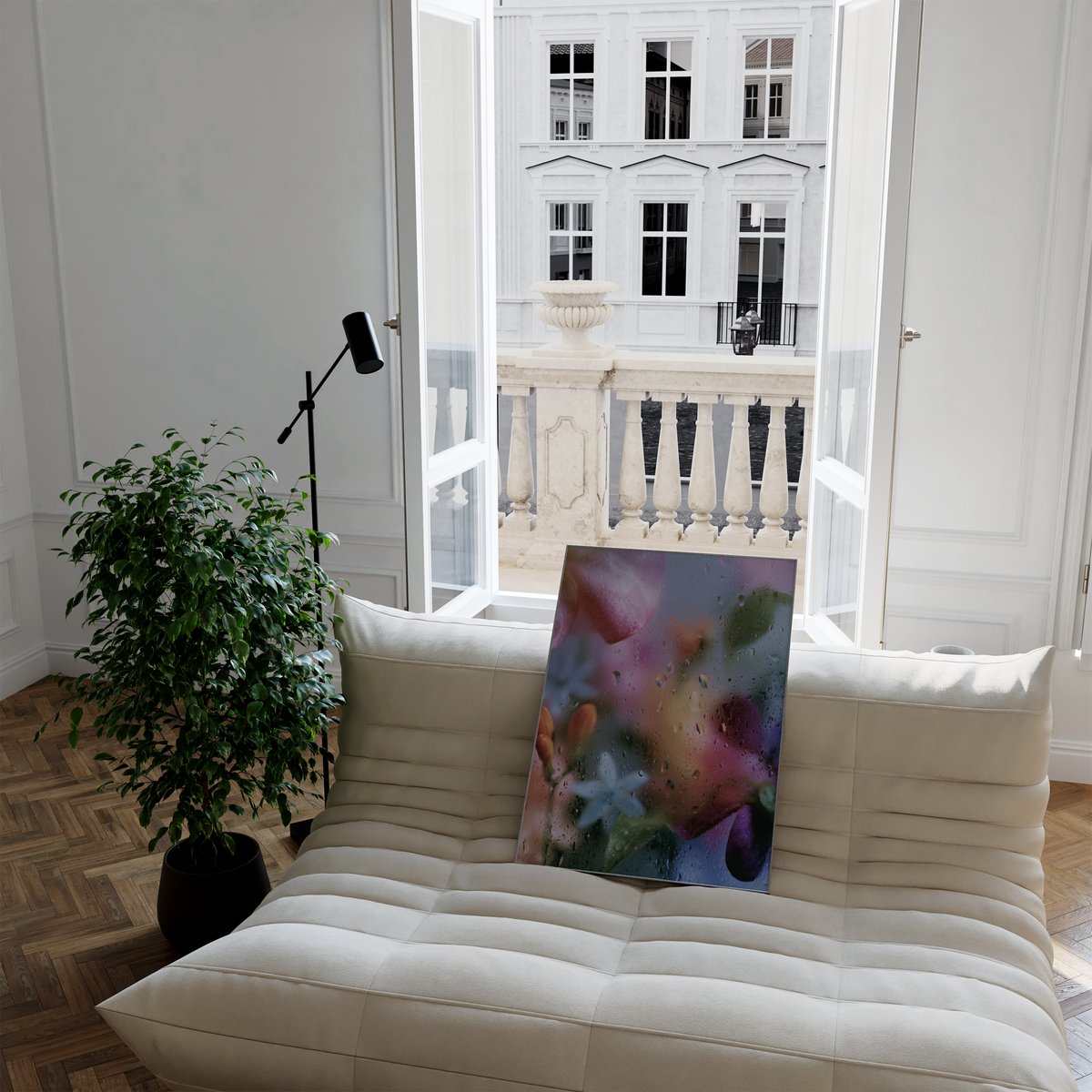 Blumen Poster · Geschenkidee · Ranunkeln Blumen beschlagenes Glas · Dekoprint ohne Rahmen