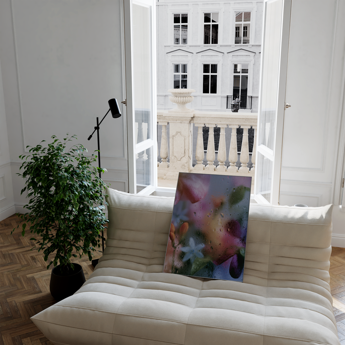 Geschenkidee · Ranunkeln und Blumen hinter Glas Poster Ästhetische Natur Fotografie · Dekoprint ohne Rahmen | JUSTGOODMOOD