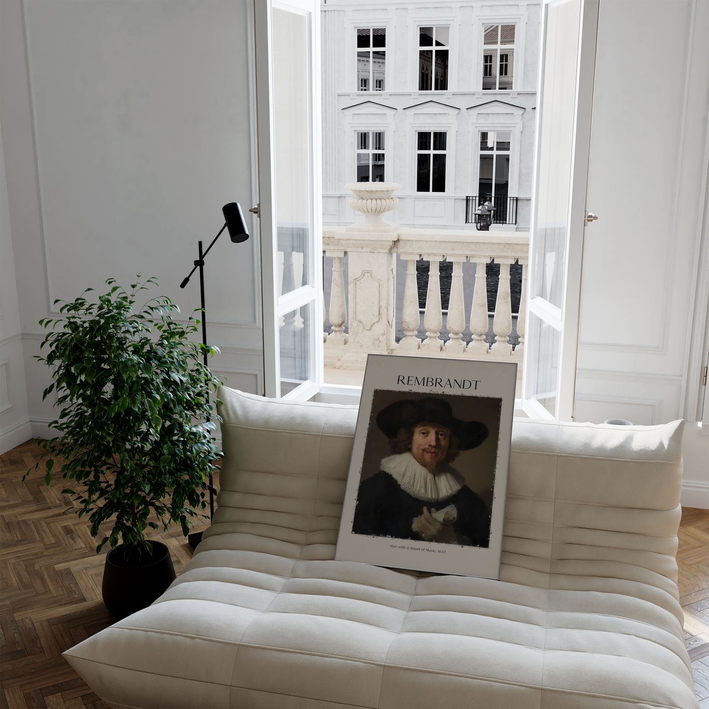 Rembrandt Poster · Geschenkidee · Barockes Porträt Mann mit Musikblatt Klassische Meisterwerk Wandkunst · Dekoprint ohne Rahmen