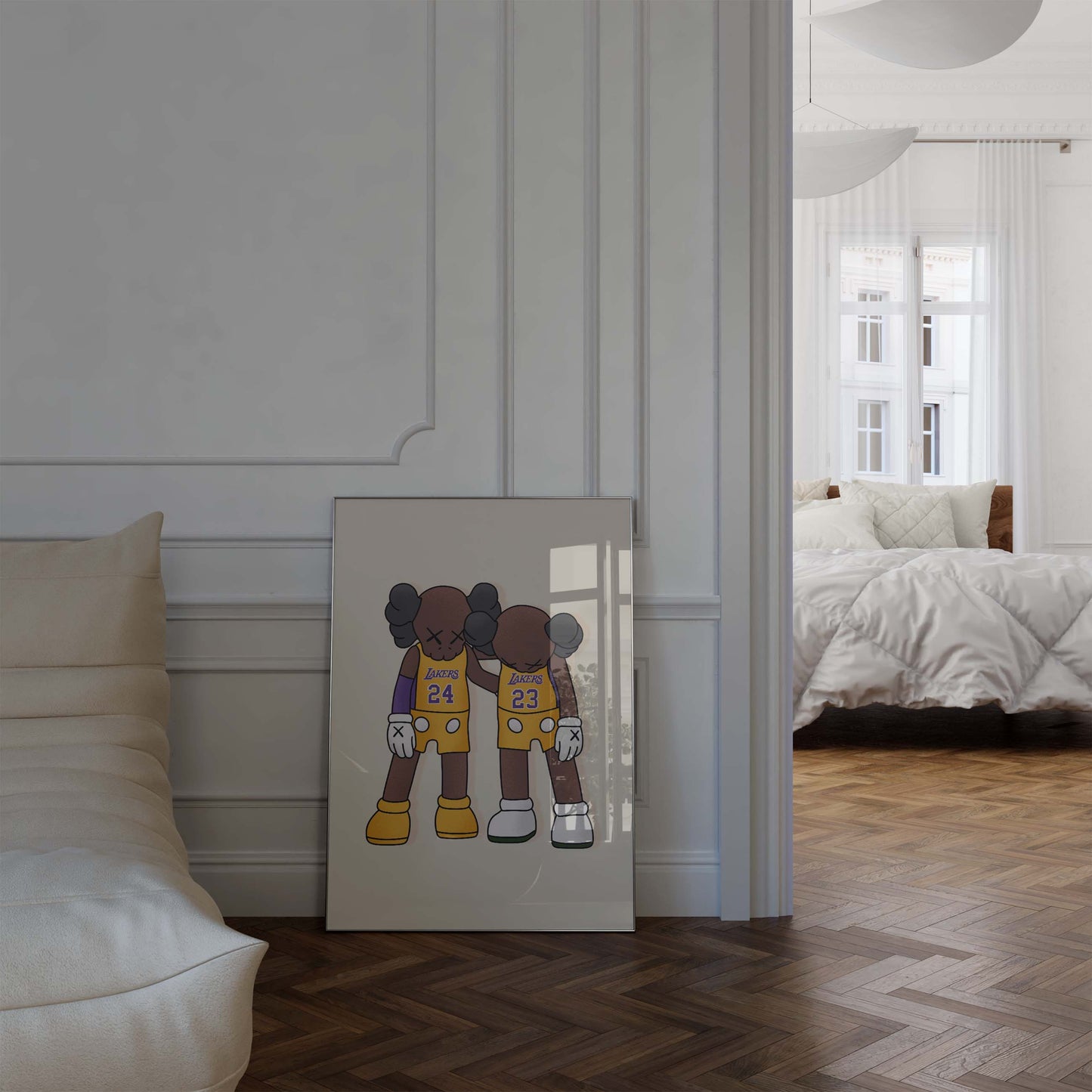 Basketball Duo Charakter Poster · Geschenkidee · Lakers inspiriertes Design · Freundschaft Team Illustration · Print ohne Rahmen