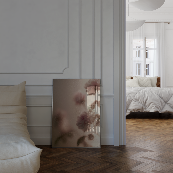 Geschenkidee · Ranunkeln und Blumen hinter Glas Poster Ästhetische Natur Fotografie · Dekoprint ohne Rahmen | JUSTGOODMOOD