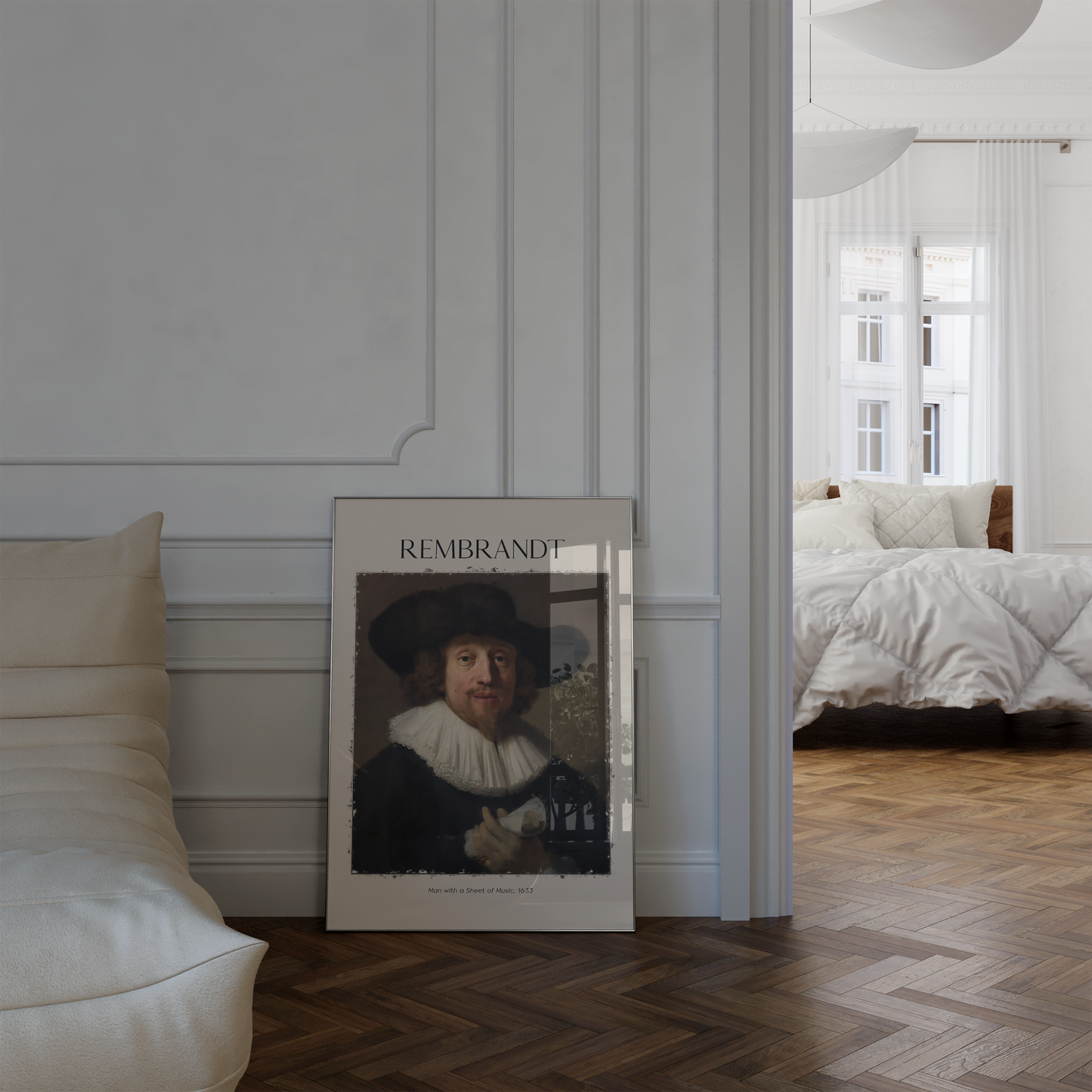 Rembrandt Poster · Geschenkidee · Barockes Porträt Mann mit Musikblatt Klassische Meisterwerk Wandkunst · Dekoprint ohne Rahmen