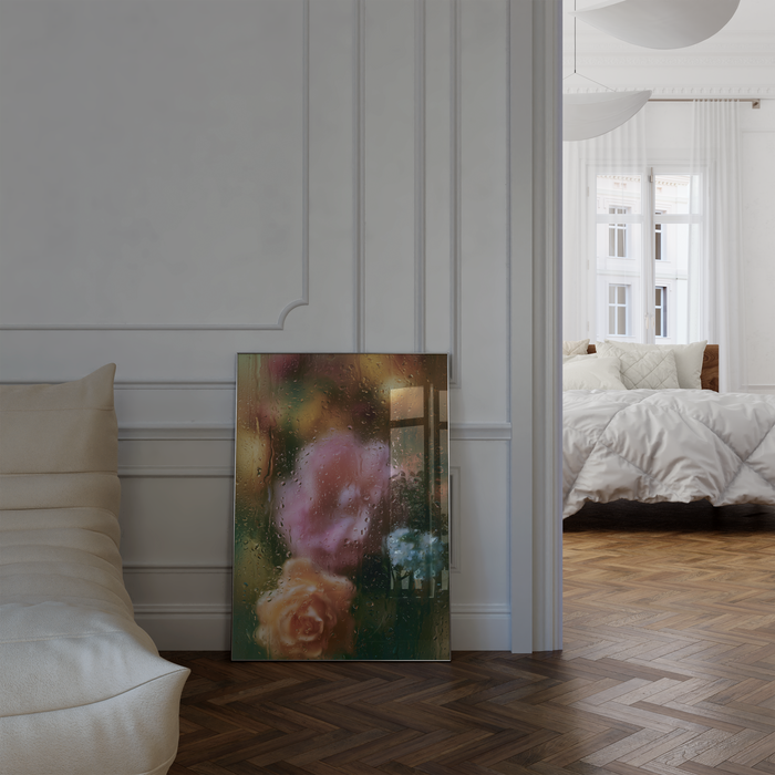 Geschenkidee · Blumen hinter Glas und Flachbild Fotografie Poster Ästhetische Prints · Dekoprint ohne Rahmen | JUSTGOODMOOD