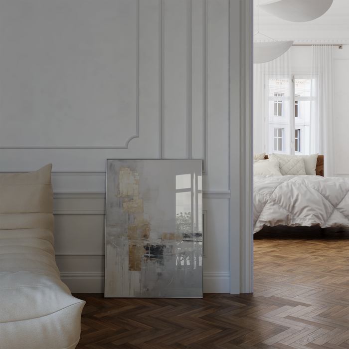 Abstraktes Marmor-Poster in Beige und Gold