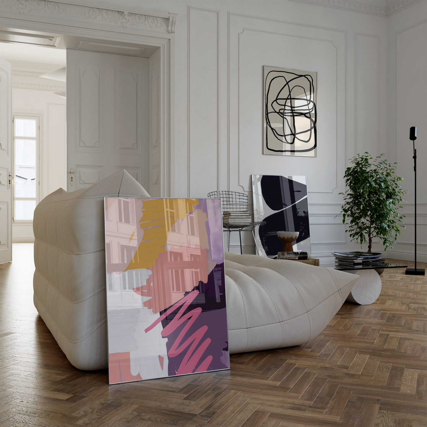 Moderne Kunst Poster · Geschenkidee · Abstrakte Formen Minimalistische Line Art und Farbblock Wandkunst · Dekoprint ohne Rahmen