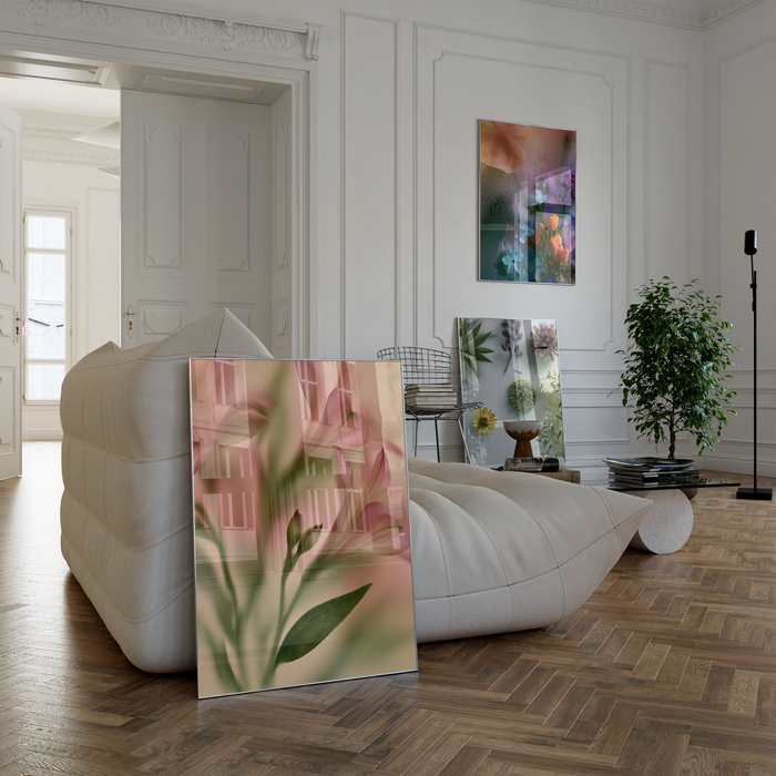 Geschenkidee · Blumen hinter Glas und Flachbild Fotografie Poster Ästhetische Prints · Dekoprint ohne Rahmen | JUSTGOODMOOD