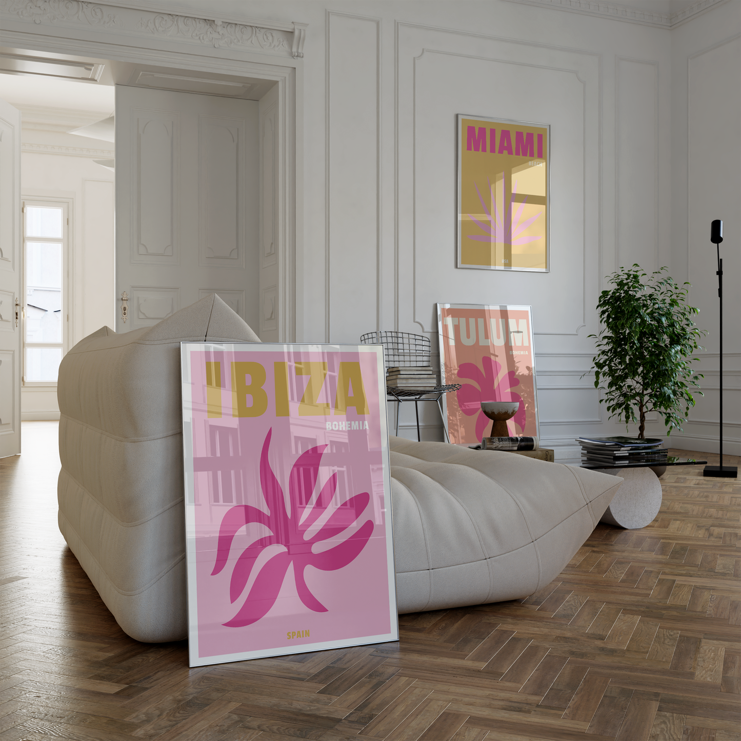 Reiseposter · Geschenkidee · Bali Bondi Beach Fiji Ibiza Miami Tulum · Minimalistische Wandkunst · Dekoprint ohne Rahmen