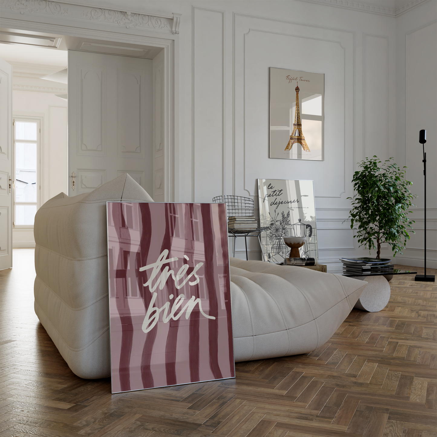 Paris Poster · Geschenkidee · Französische Typografie Wahrzeichen Café Illustration · Dekoprint ohne Rahmen
