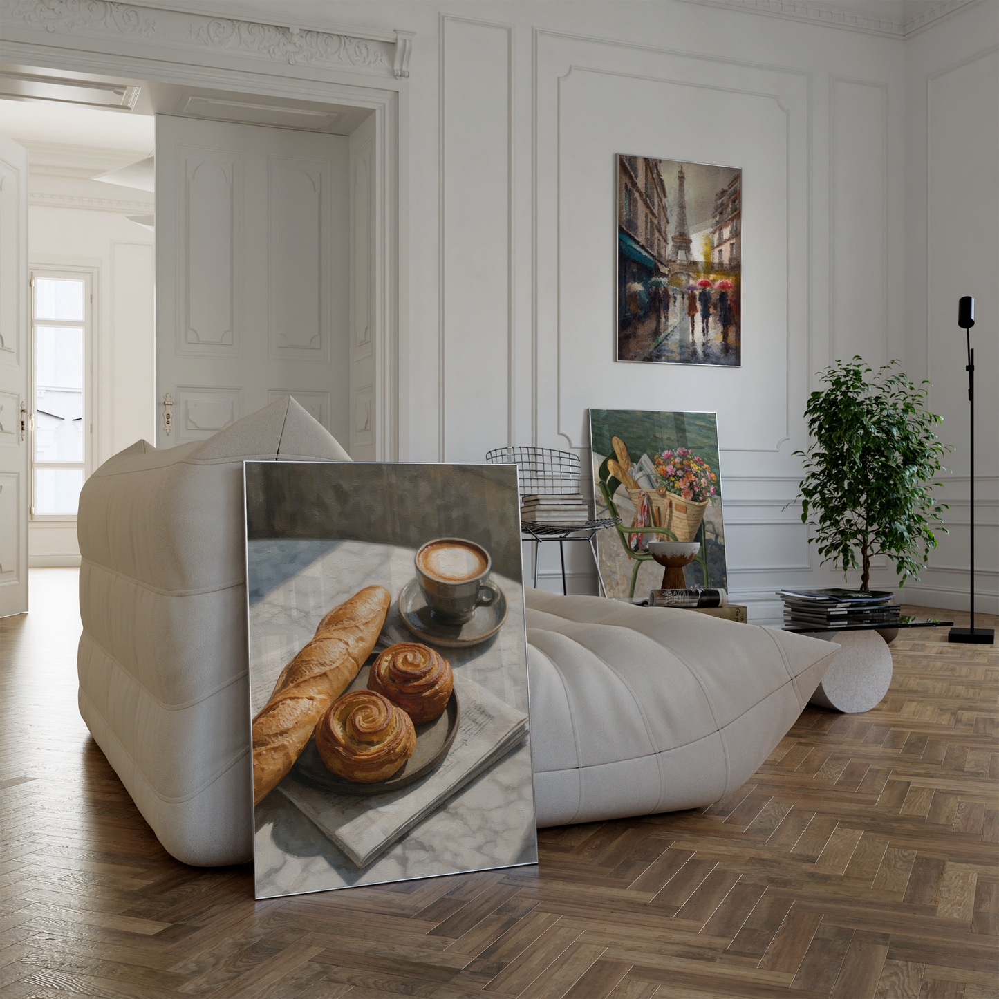 Paris Poster · Geschenkidee · Eiffelturm Café Vintage Stadtillustration · Dekoprint ohne Rahmen