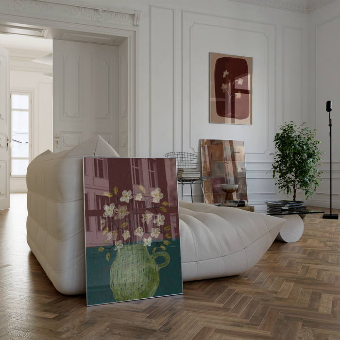 Geschenkidee · Botanische Blumen und Vase Poster Ästhetische Natur und Muster Kunst · Dekoprint ohne Rahmen | JUSTGOODMOOD