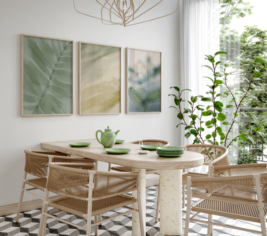 Natur Poster · Geschenkidee · Aquarellblumen Blätter Sanfte Grüntöne · Dekoprint ohne Rahmen
