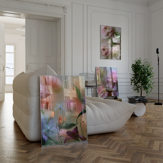 Blumen Poster · Geschenkidee · Ranunkeln Blumen beschlagenes Glas · Dekoprint ohne Rahmen