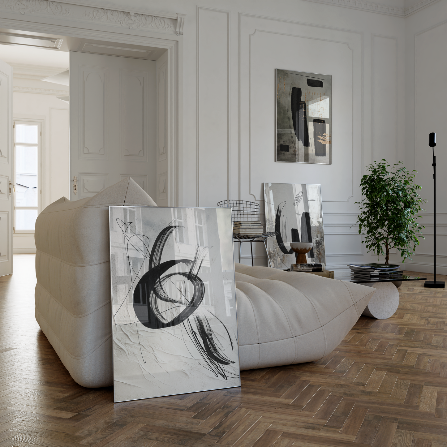 Abstrakte Kunst Poster · Geschenkidee · Schwarze Pinselstriche Struktur Minimalistische Wandkunst · Dekoprint ohne Rahmen