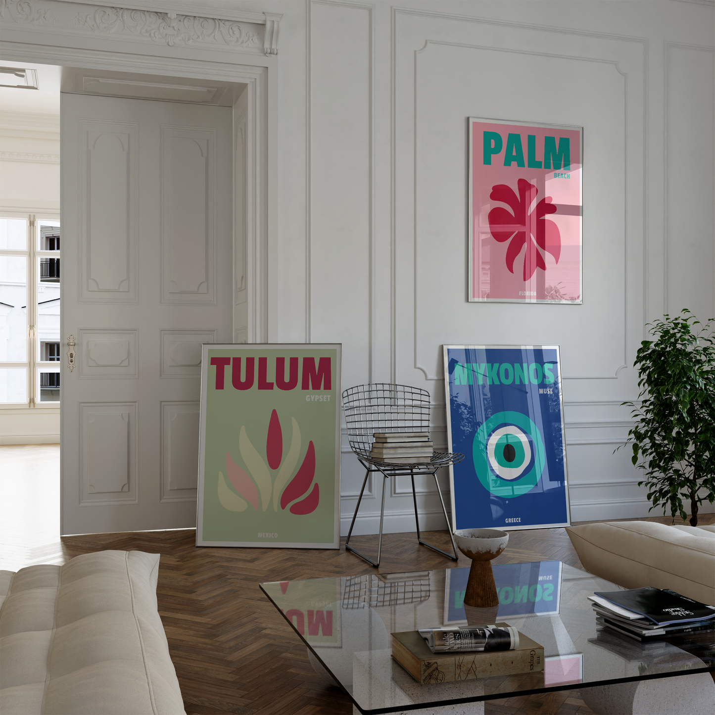 Reiseposter · Geschenkidee · Capri Ibiza Miami Mykonos Palm Beach Tulum · Minimalistische Wandkunst · Dekoprint ohne Rahmen