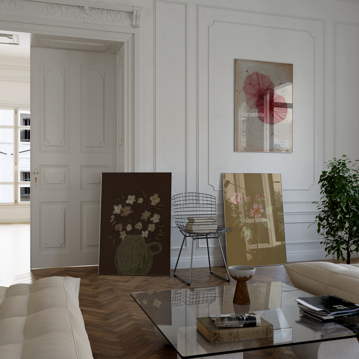 Geschenkidee · Blumen in Vase und Abstrakte Kunst Poster Ästhetische Prints · Dekoprint ohne Rahmen | JUSTGOODMOOD