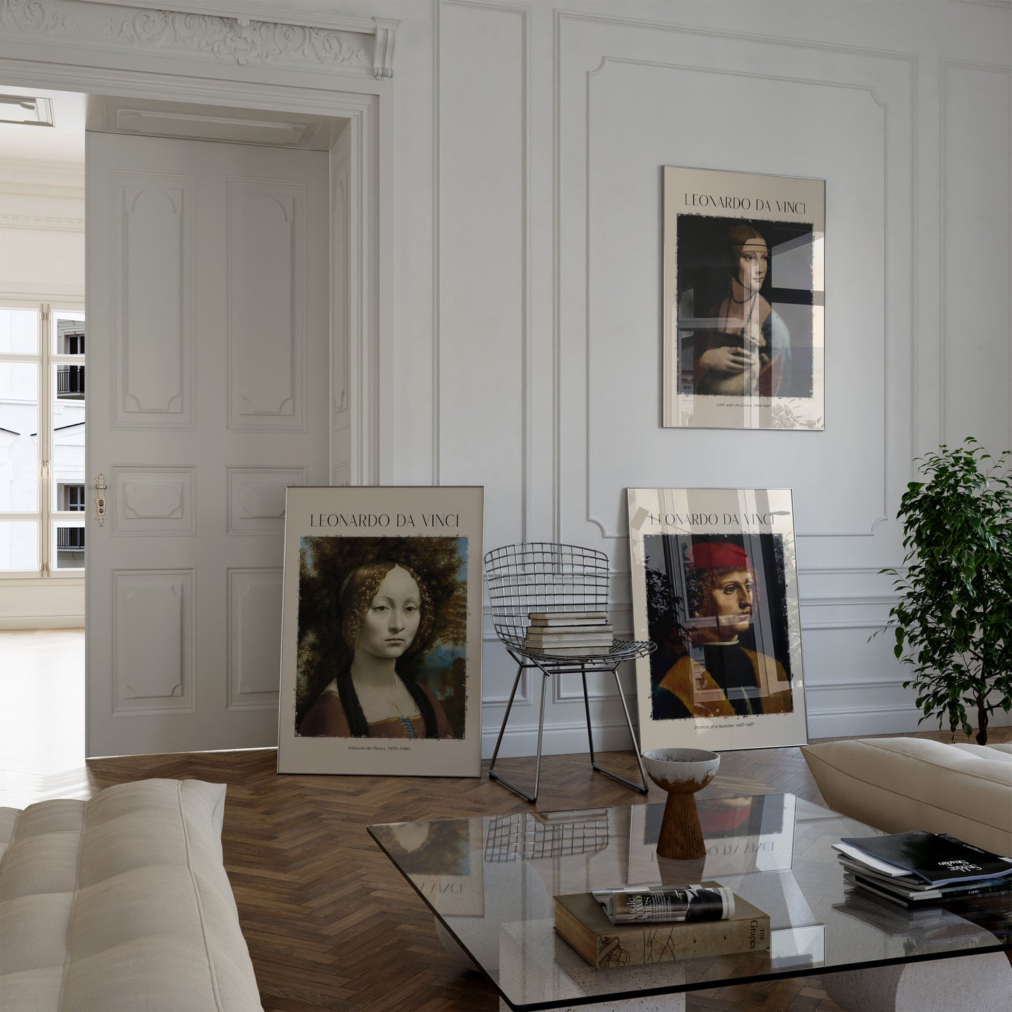 Leonardo da Vinci Kunst Poster · Geschenkidee · Mona Lisa Dame mit Hermelin Salvator Mundi Renaissance Meisterwerke · Dekoprint ohne Rahmen