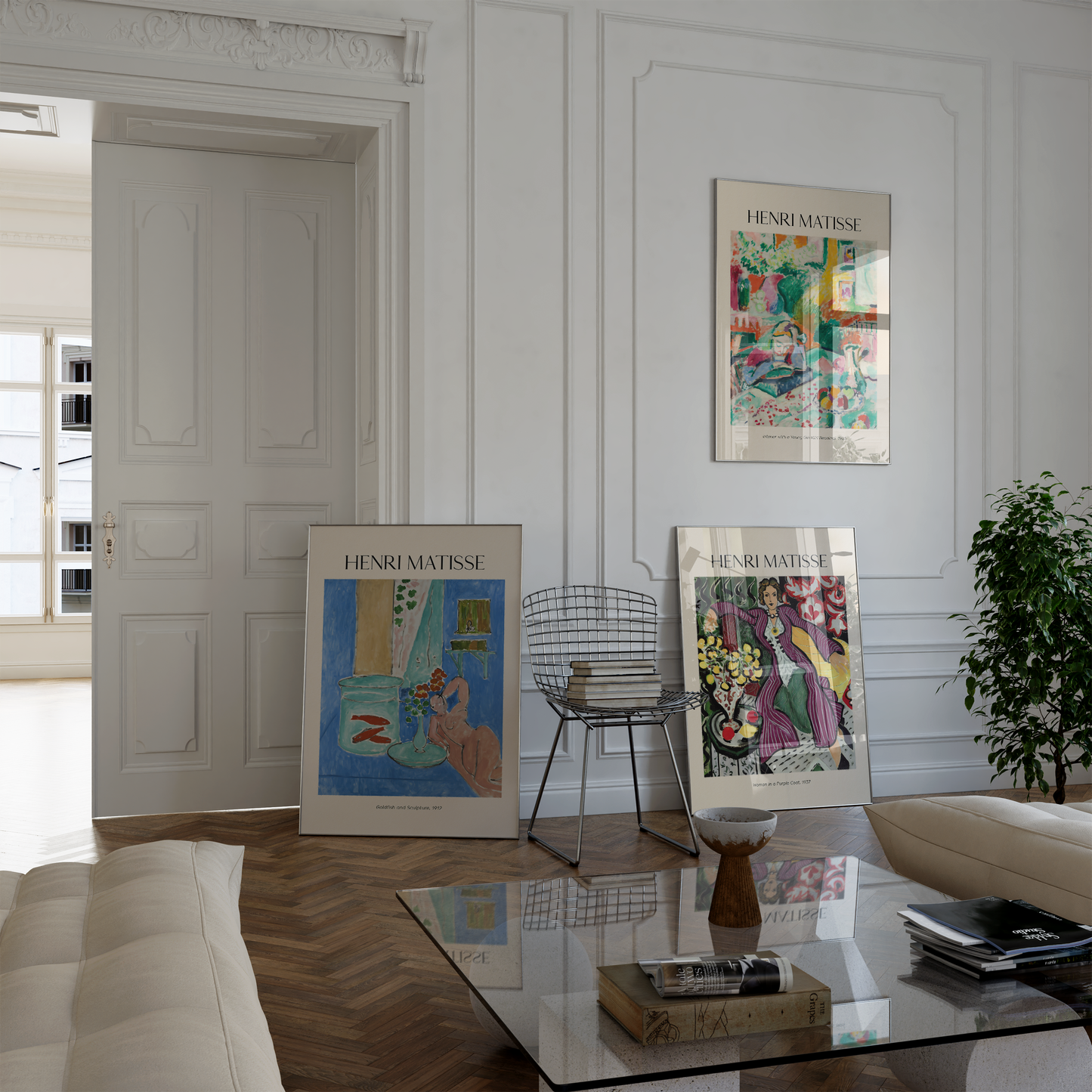 Henri Matisse Poster · Geschenkidee · Tanger Fenster Goldfisch Pflaumenblüten Pfingstrosen Fauvistisches Interieur · Dekoprint ohne Rahmen